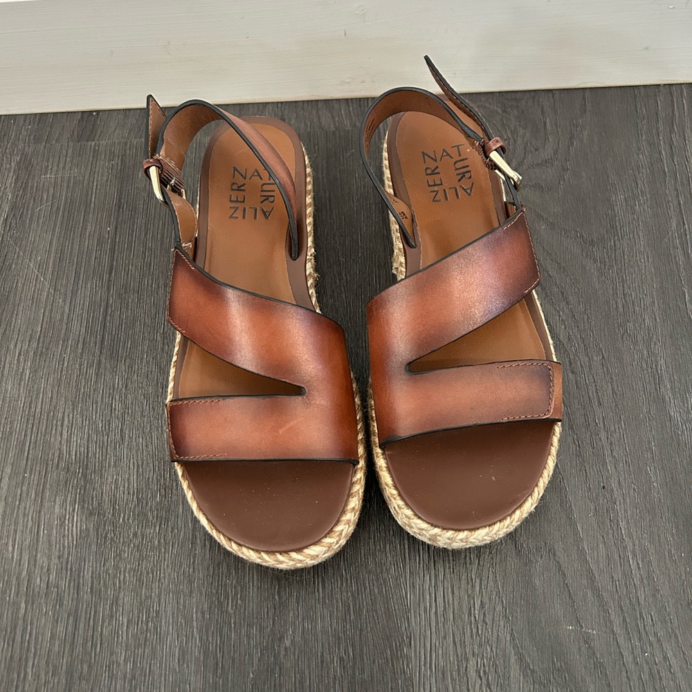 Naturalizer Brown Leather Platform Espadrille San… - image 2